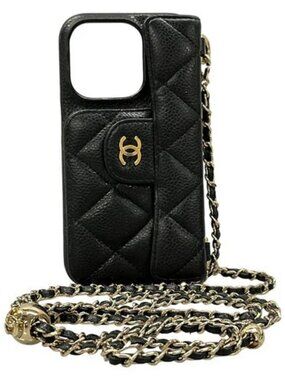 CHANEL Matelasse Black Calfskin Accessory Case Gold hardware